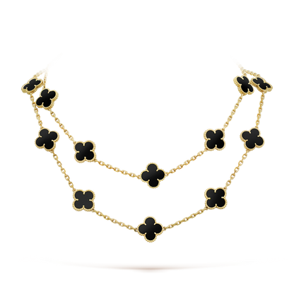 [Baslove]CLOVER 20 MOTIFS ONYX NECKLACE