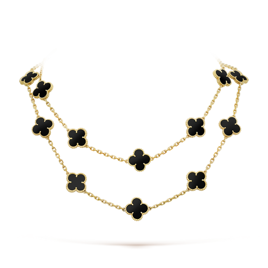 [Baslove]CLOVER 20 MOTIFS ONYX NECKLACE