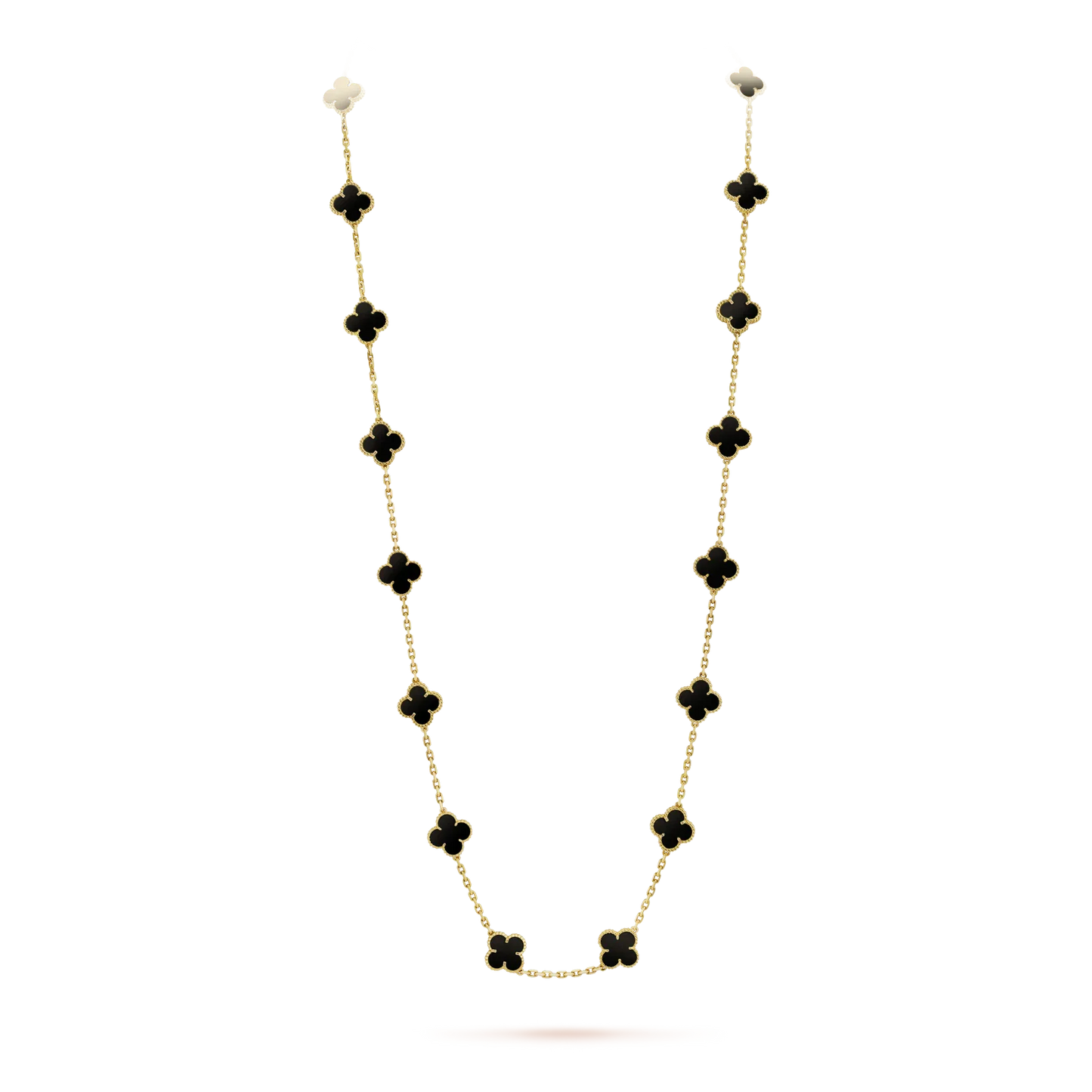 [Baslove]CLOVER 20 MOTIFS ONYX NECKLACE