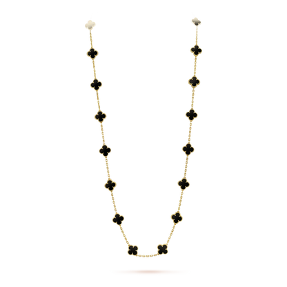 [Baslove]CLOVER 20 MOTIFS ONYX NECKLACE