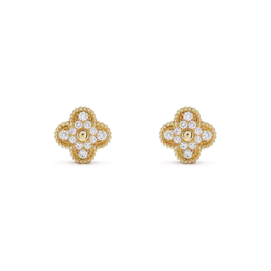 [Baslove]CLOVER MEDIUM 1 MOTIFS FUll DIAMOND EARRINGS