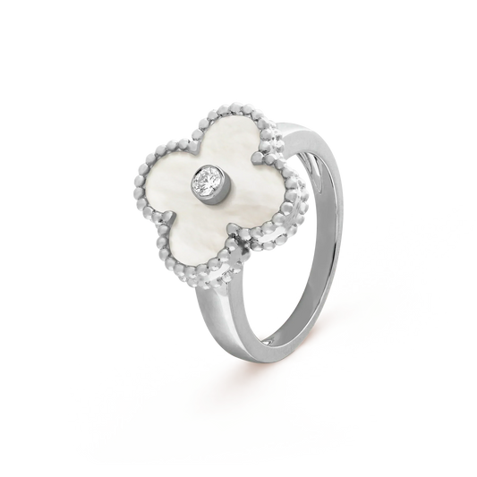 [Baslove]CLOVER SILVER MOP DIAMOND RING