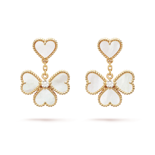 [Baslove]CLOVER SWEET WHITE MOP EARRINGS