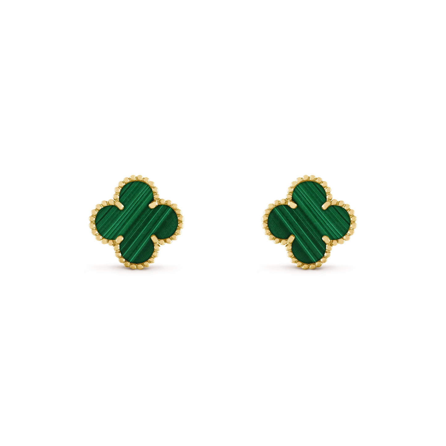 [Baslove]CLOVER MEDIUM 1 MOTIFS MALACHITE  EARRINGS