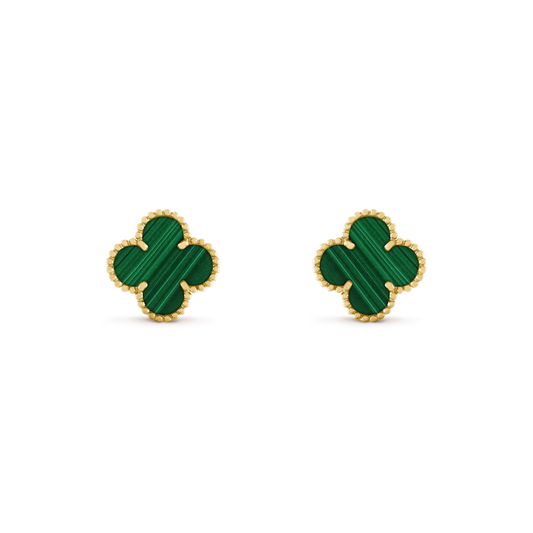 [Baslove]CLOVER MEDIUM 1 MOTIFS MALACHITE  EARRINGS