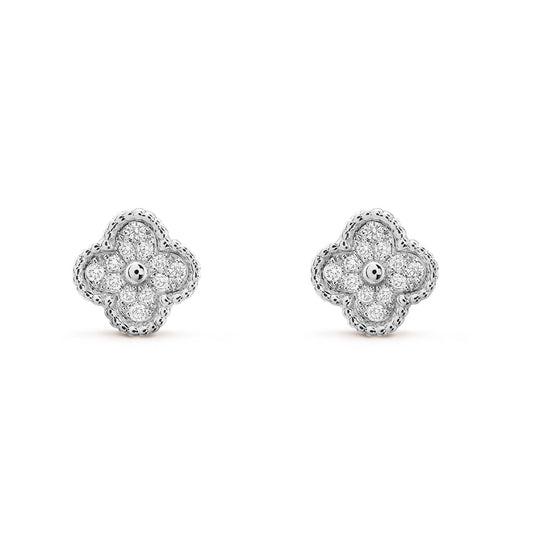 [Baslove]CLOVER MINI DIAMOND STUD EARRINGS