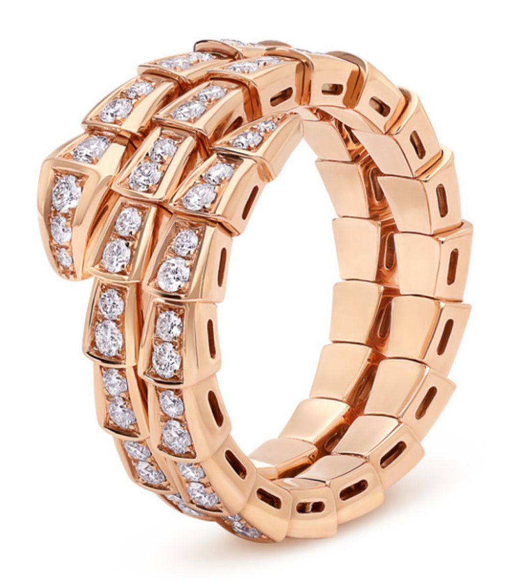 [Baslove]SERPENTI RING PINK GOLD DIAMOND DOUBLE ROW