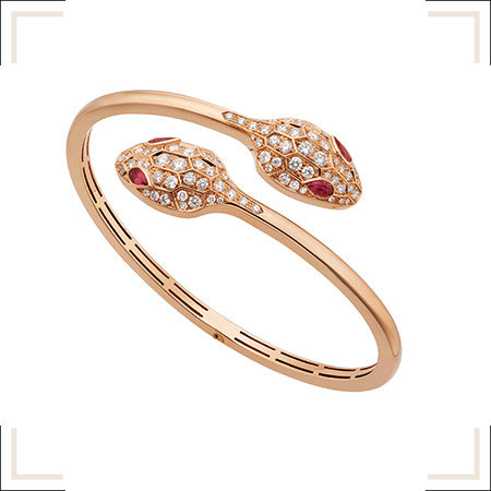 [Baslove]SERPENTI BRACELET PINK GOLD DIAMOND DOUBLE SNAKE