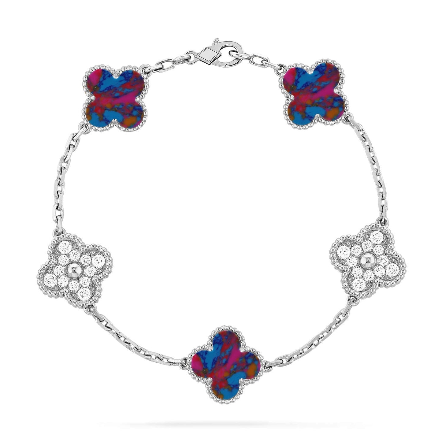 [AURORA]CLOVER 5 MOTIF COLOR GEMSTONES BRACELET COLLECTION