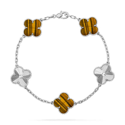 [AURORA]CLOVER 5 MOTIFS TIGER EYE BRACELET COLLECTION