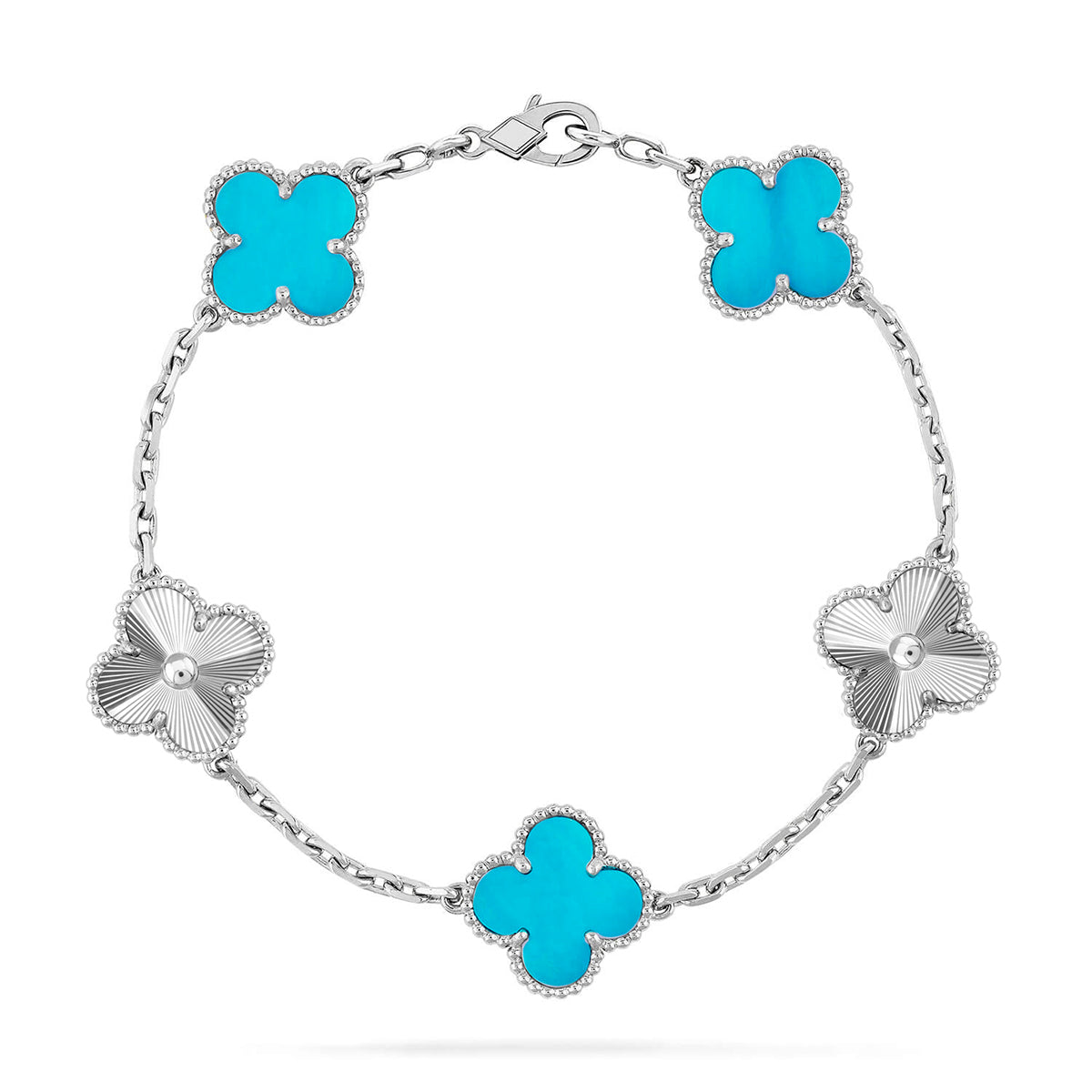 [AURORA] CLOVER 5 MOTIF TURQUOISE BRACELET COLLECTION