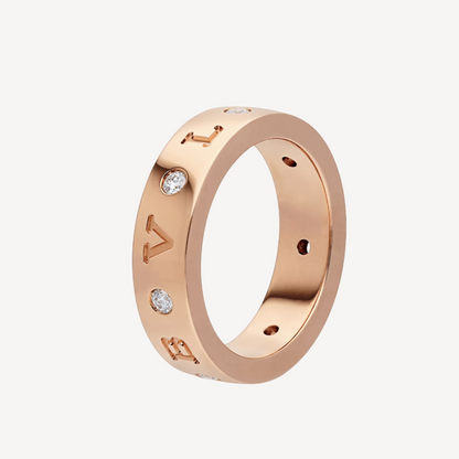 [Baslove]ZERO 1 ESSENTIAL PINK GOLD BAND WITH DIAMONDS RING