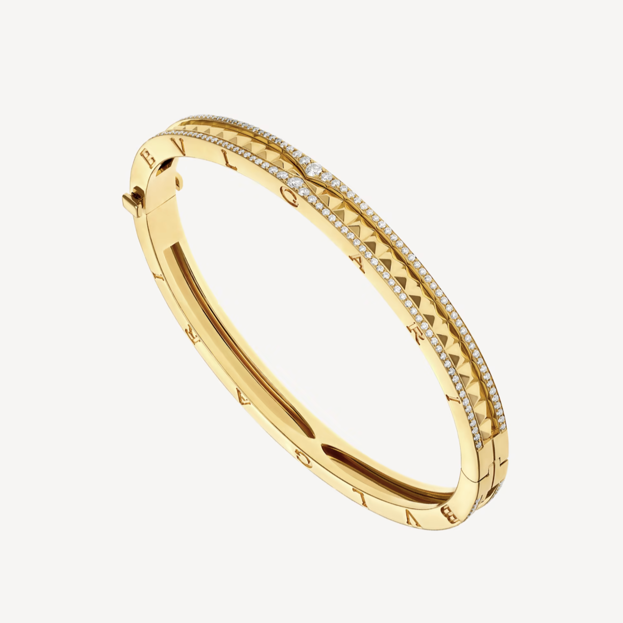 [Baslove]ZERO 1 SPIRAL AND PAVED DIAMOND GOLD BRACELET