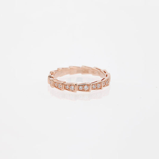 [Baslove]SERPENTI RING PINK GOLD DIAMOND PAVED 3MM