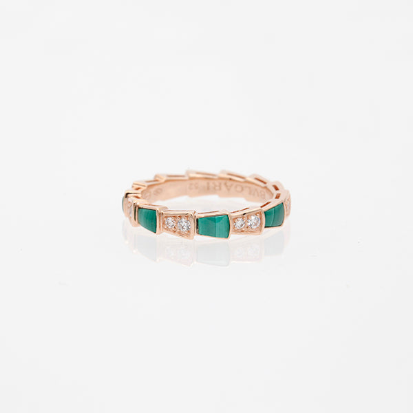 [Baslove]SERPENTI RING PINK GOLD MALACHITE DIAMOND 3MM