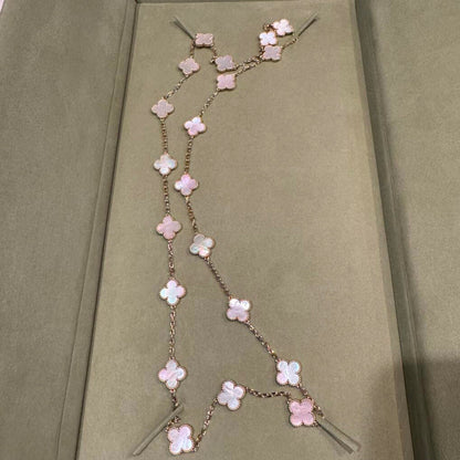 [AURORA]CLOVER 20 MOTIFS PINK MOP NECKLACE