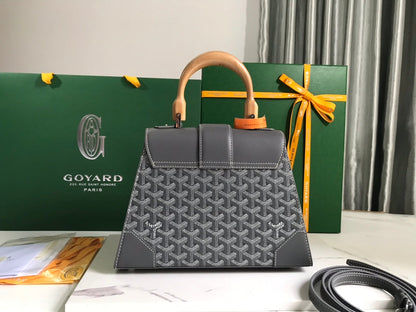 SAÏGON PM BAG 28 IN GREY GOYARDINE CANVAS AND CALFSKIN