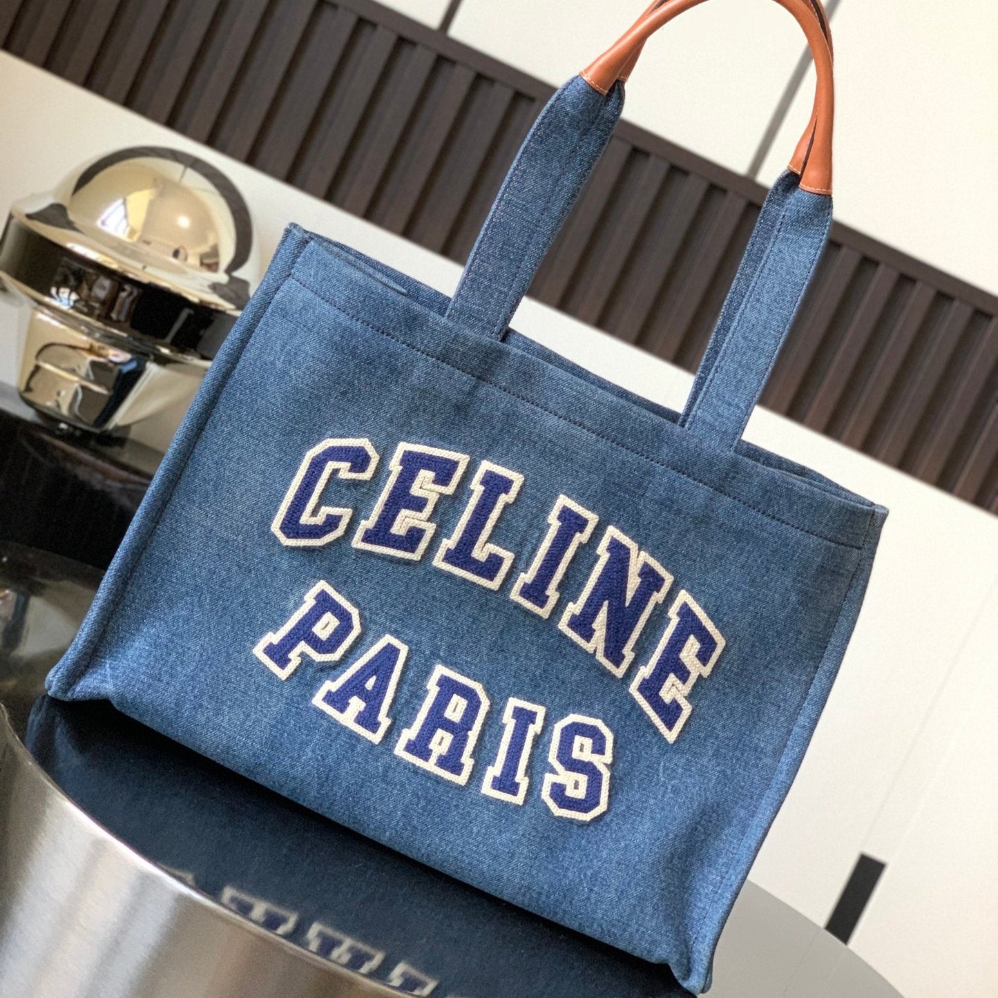 LARGE CABAS THAIS 41 IN BLUE DENIM