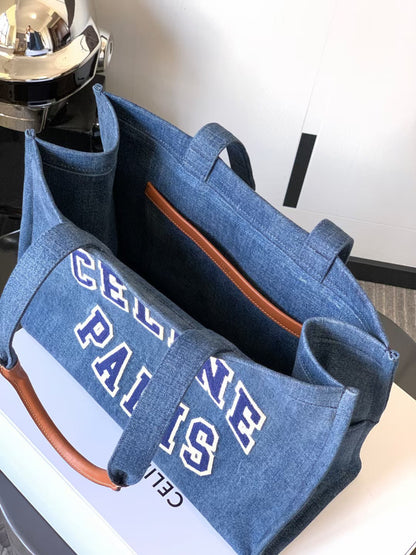 LARGE CABAS THAIS 41 IN BLUE DENIM