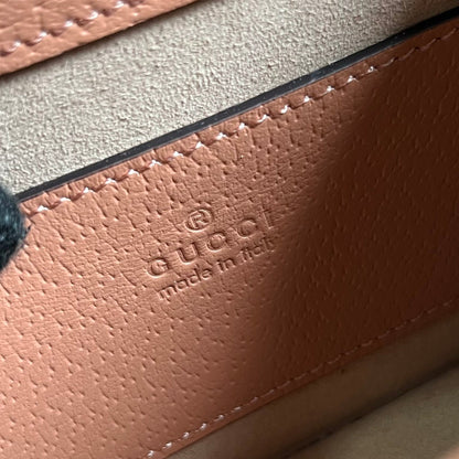 GG OPHIDIA MINI 17 HANDBAG IN LIGHT PINK CANVAS