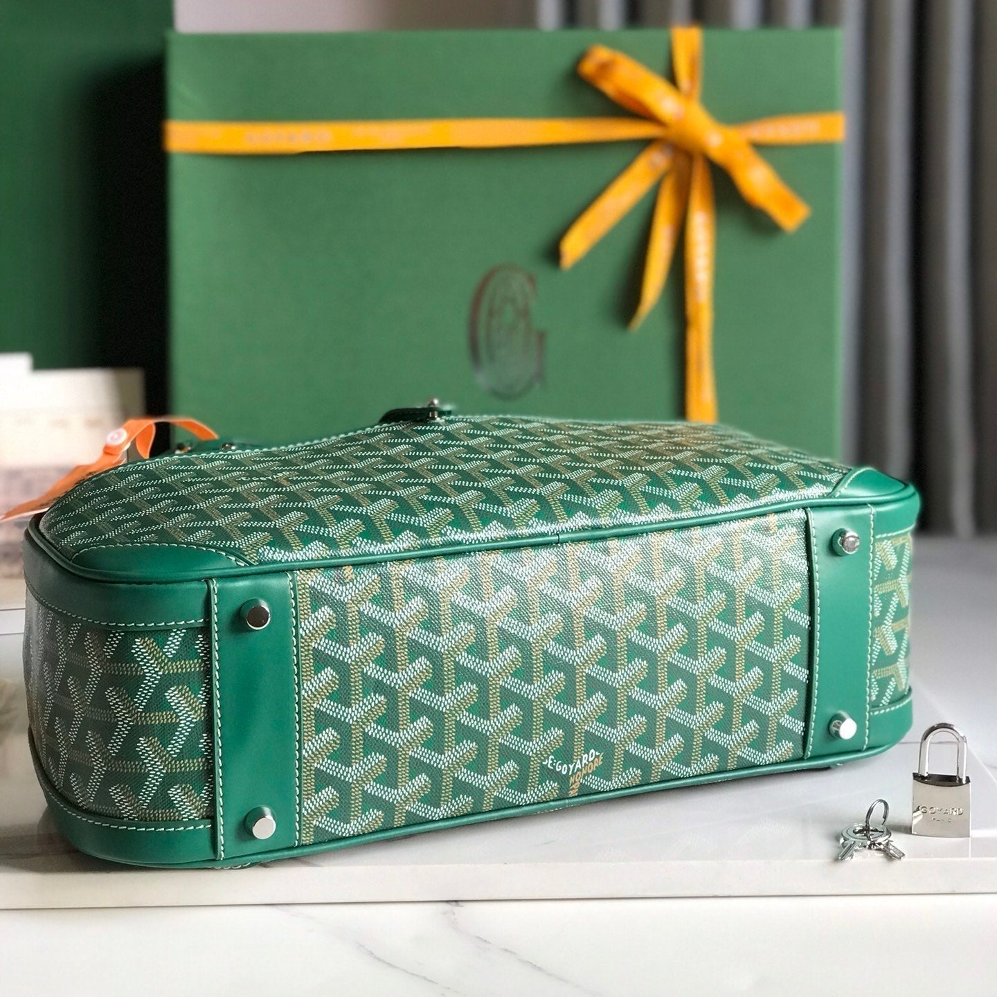 SAINT JEANNE BAG 35 IN GREEN GOYARDINE CANVAS AND CALFSKIN
