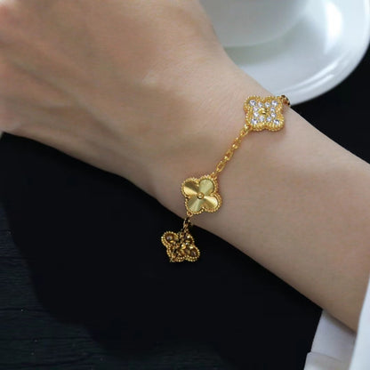 [Baslove]CLOVER BRACELET 5 MOTIFS GOLD DIAMOND