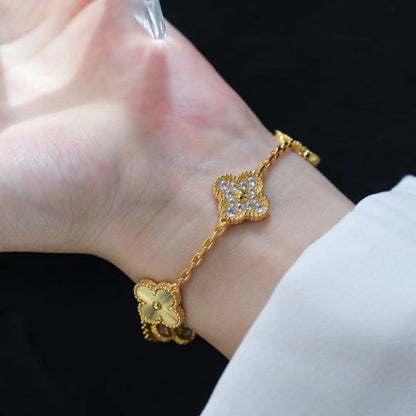 [Baslove]CLOVER BRACELET 5 MOTIFS GOLD DIAMOND