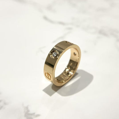 [baslovejewels]LOVE RING 5.5MM 3 DIAMONDS PINK GOLD