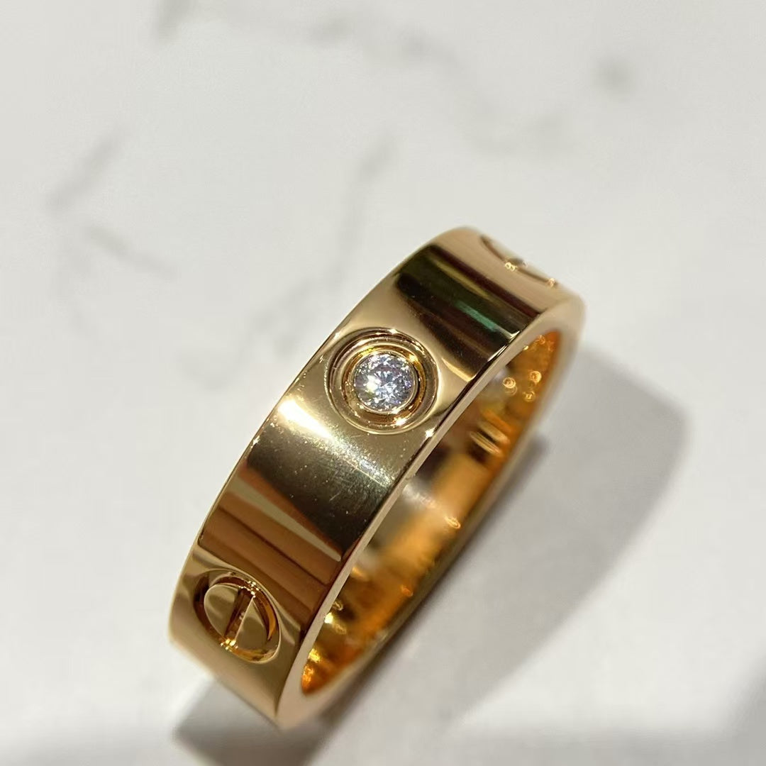 [baslovejewels]LOVE RING 5.5MM 3 DIAMONDS PINK GOLD
