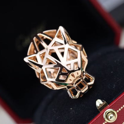 [AURORA]HOLLOW LEOPARD HEAD RING