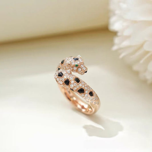 [AURORA]PANTHERE DOUBLE LEOPARD HEAD RING(NO BOX)