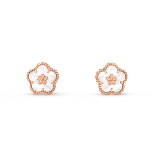 [Baslove]LUCKY PINK GOLD WHITE MOP EARRINGS