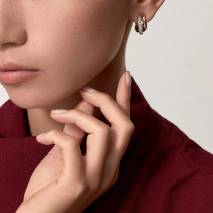[AURORA]TRINITY HALF DIAMOND  CLASSIC EARRINGS
