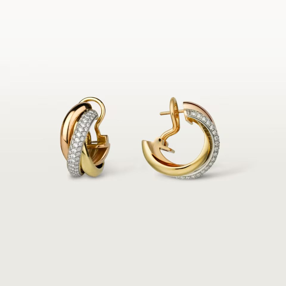 [AURORA]TRINITY HALF DIAMOND  CLASSIC EARRINGS
