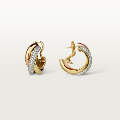 [AURORA]TRINITY HALF DIAMOND  CLASSIC EARRINGS