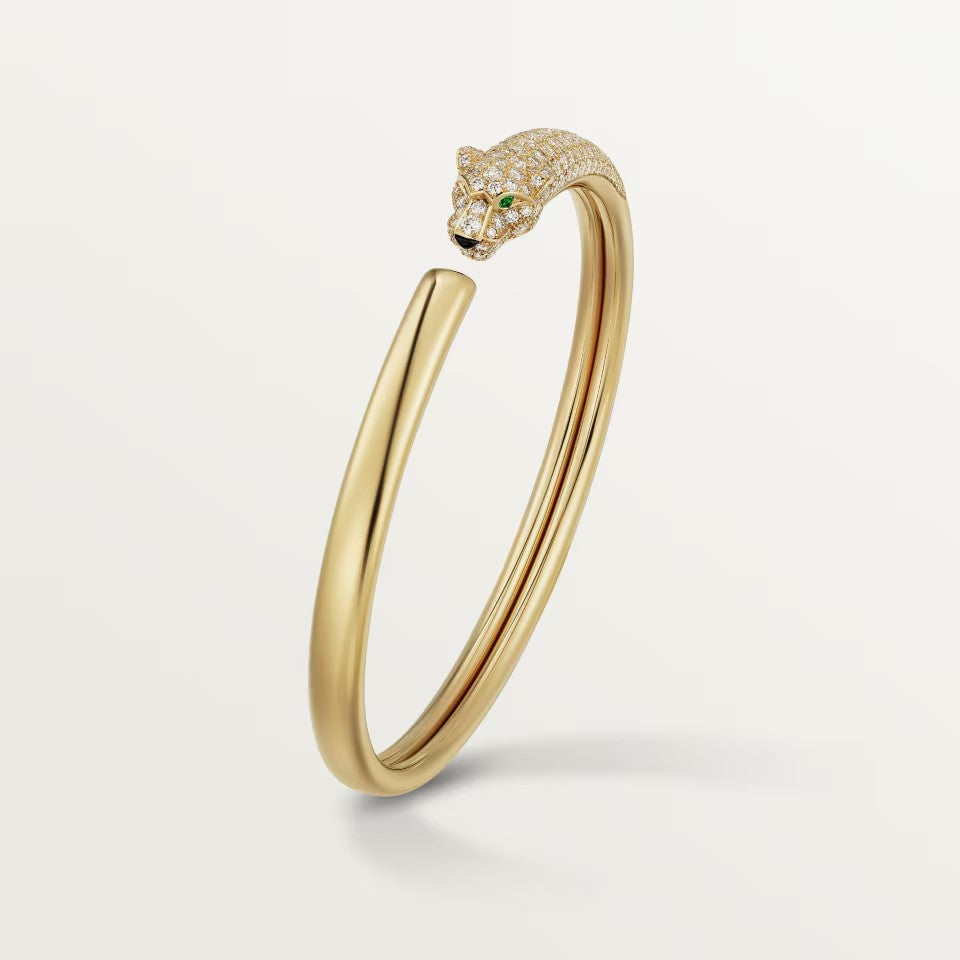 [AURORA]PANTHERE HALF DIAMOND OPEN BRACELET