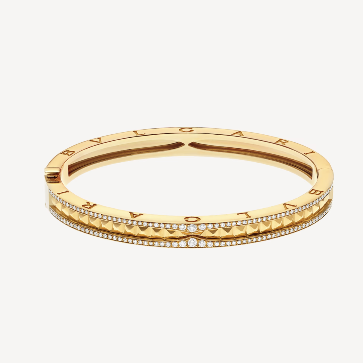 [Baslove]ZERO 1 SPIRAL AND PAVED DIAMOND GOLD BRACELET