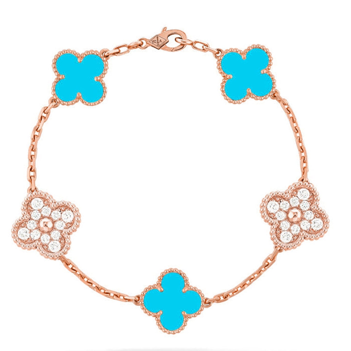 [AURORA] CLOVER 5 MOTIF TURQUOISE BRACELET COLLECTION