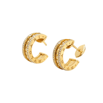 [Baslove]ZERO 1 ROCK GOLD EARRINGS WITH STUDDED SPIRAL AND PAVED DIAMONDS