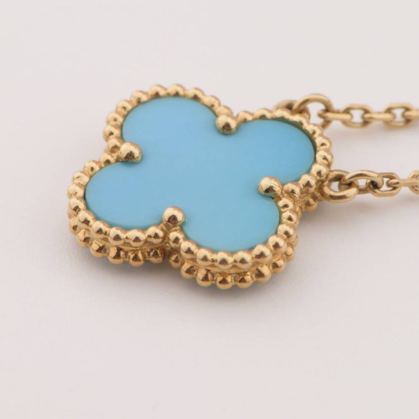 [Baslove]CLOVER 15MM VINTAGE TURQUOISE NECKLACE