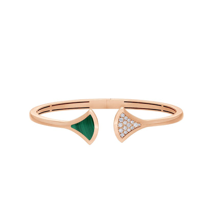 [Baslove]DREAM BRACELET OPEN MALACHITE PINK GOLD