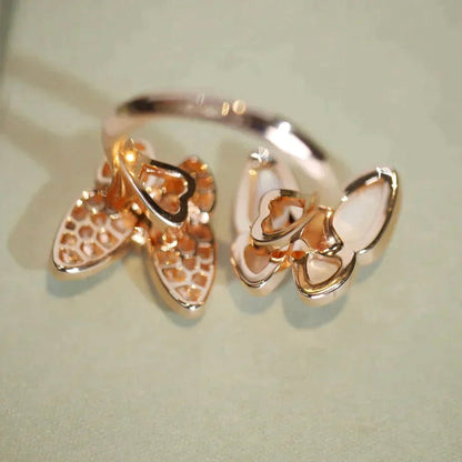 [Baslove]TWIN BUTTERFLY DIAMOND MOP RING