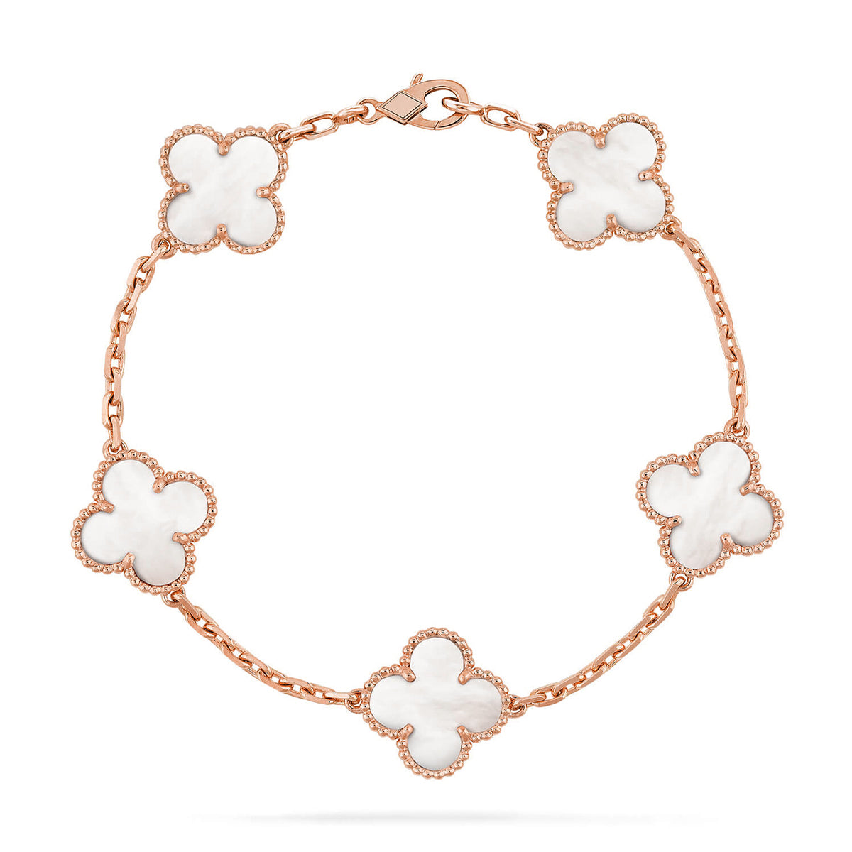 [AURORA]CLOVER WHITE PEARL MOP 5 MOTIF BRACELET COLLECTION