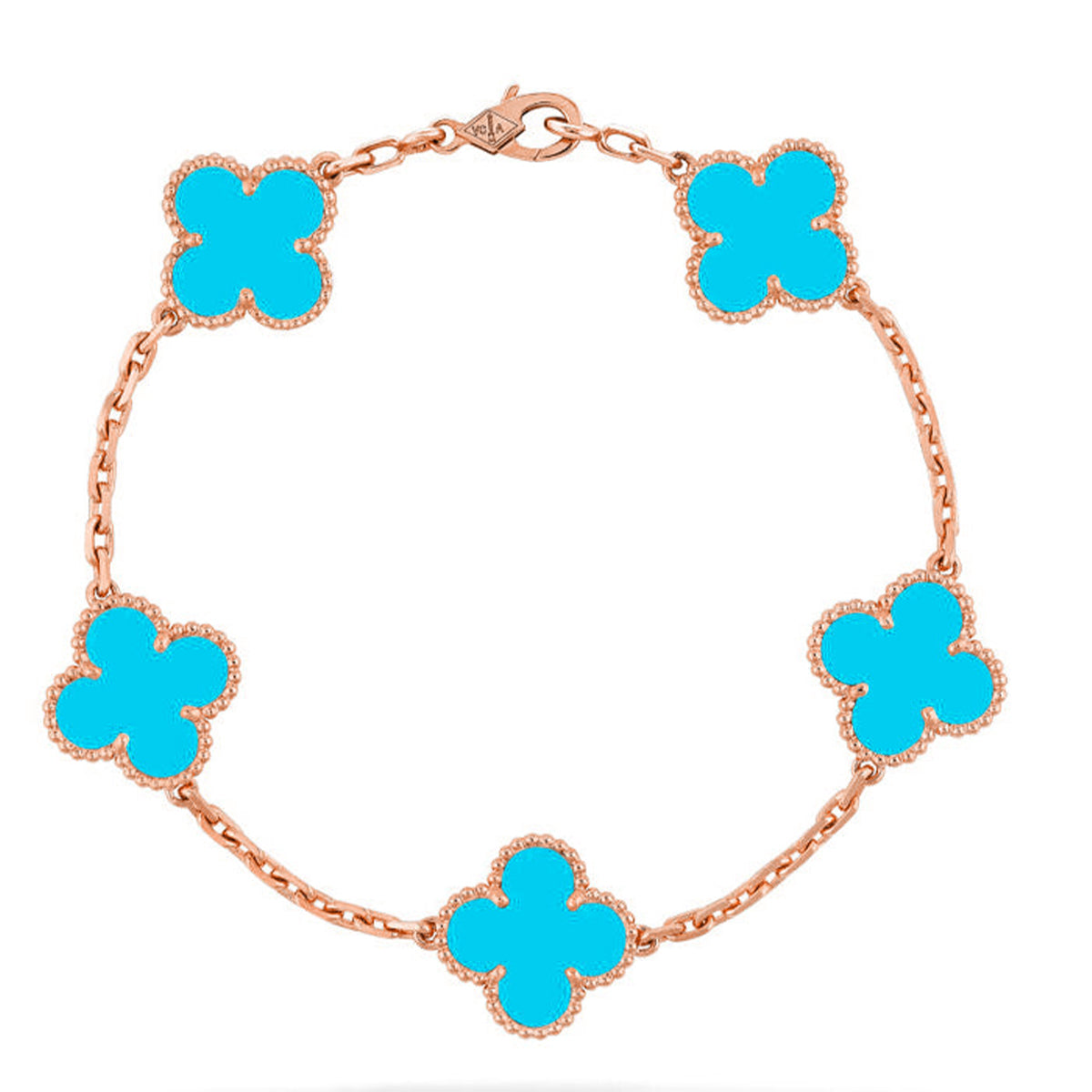[AURORA] CLOVER 5 MOTIF TURQUOISE BRACELET COLLECTION