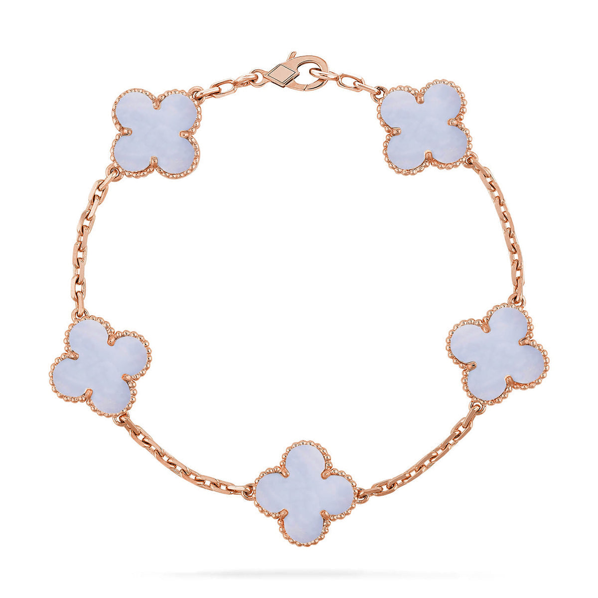 [AURORA] CLOVER 5 MOTIF PURPLE CHALCEDONY BRACELET COLLECTION