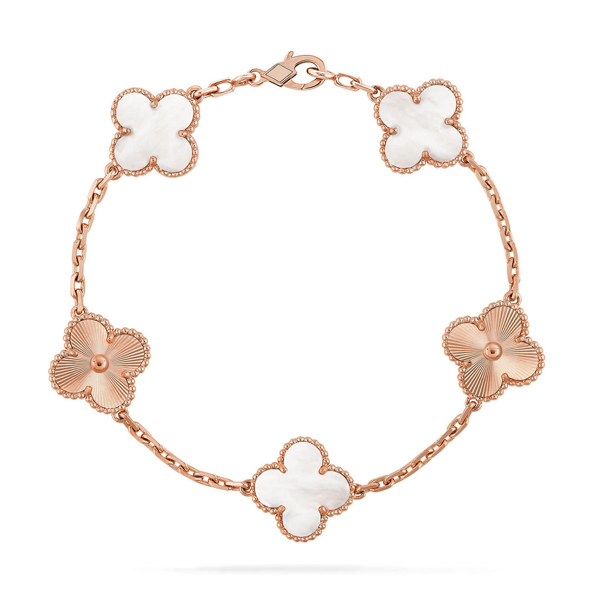 [AURORA]CLOVER WHITE PEARL MOP 5 MOTIF BRACELET COLLECTION