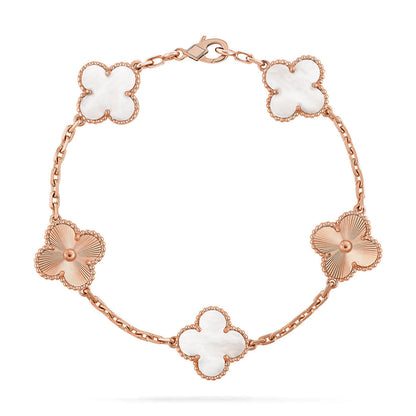 [AURORA]CLOVER WHITE PEARL MOP 5 MOTIF BRACELET COLLECTION