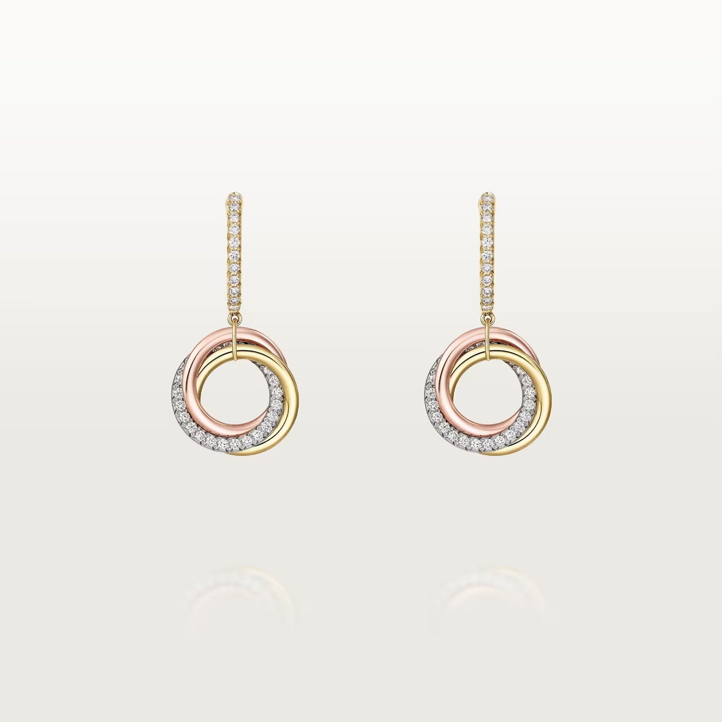 [AURORA]TRINITY HALF DIAMOND  EARRINGS