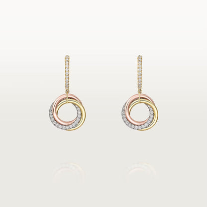 [AURORA]TRINITY HALF DIAMOND  EARRINGS