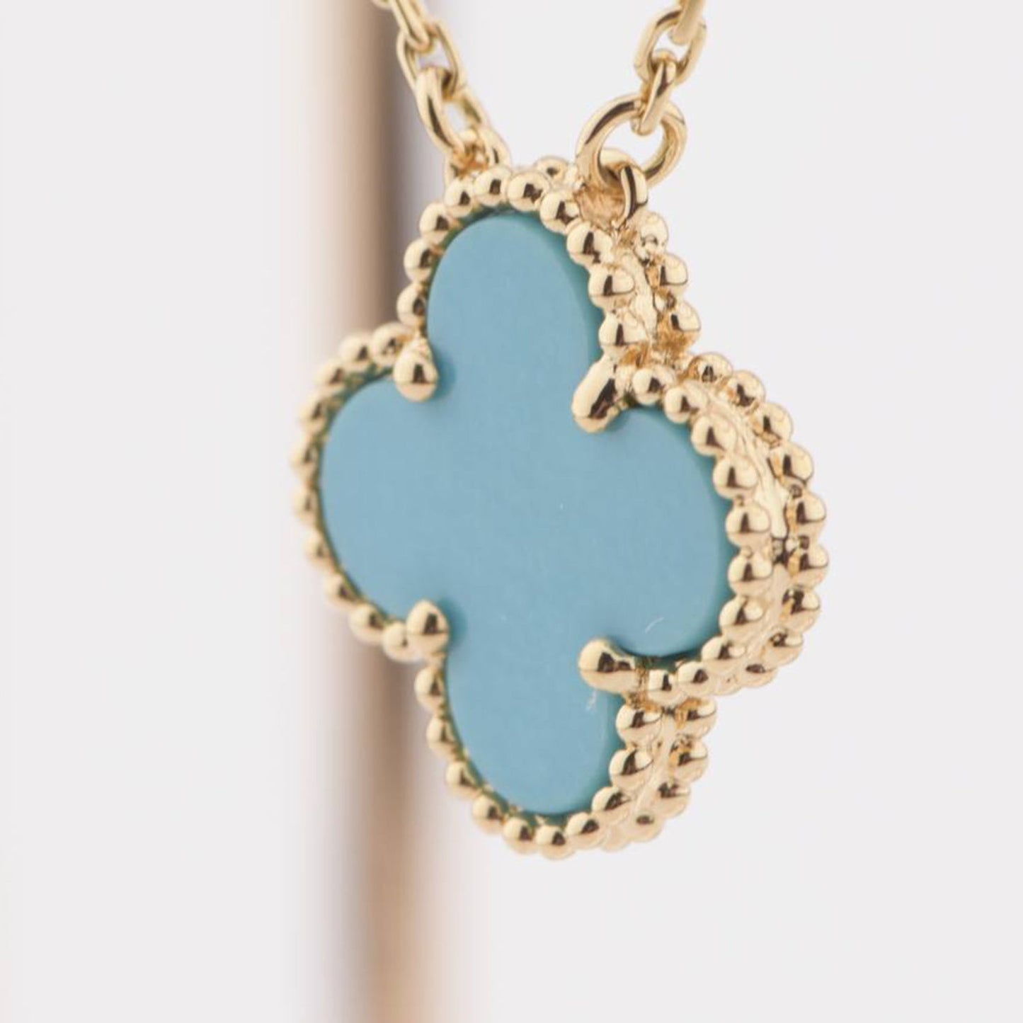 [Baslove]CLOVER 15MM VINTAGE TURQUOISE NECKLACE